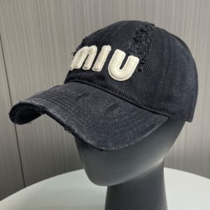Miu Miu Baseball Cap With Large Letter Logo In Cotton Black