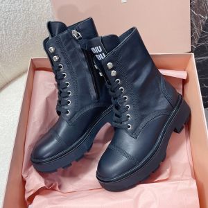 Miu Miu Combat Boots Women Leather Black