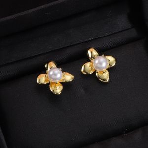Miu Miu Earrings With Pearl Flower Shape In Metal Gold
