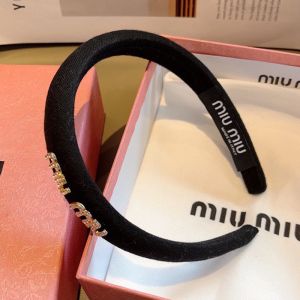 Miu Miu Headband With Strass Logo In Cotton And Sponge Black
