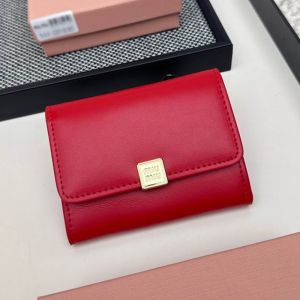 Miu Miu Flap Card Holder In Leather Red