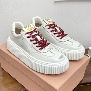 Miu Miu Plume Platform Sneakers Women Nappa Leather White