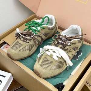 Miu Miu X New Balance 5E165E 530 SL Sneakers Unisex Suede And Mesh Khaki