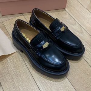 Miu Miu Penny Platform Loafers Women Calfskin Black