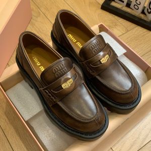 Miu Miu Penny Platform Loafers Women Calfskin Brown