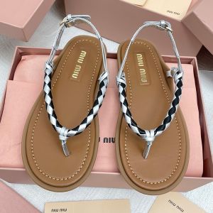 Miu Miu Riviere Sandals Women Calfskin Brown/Silver