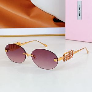 Miu Miu SMU 5693TS Oval Sunglasses With Strass Logo In Metal Burgundy