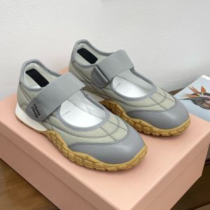 Miu Miu Tyre Ballerinas Women Technical Fabric And Calfskin Grey