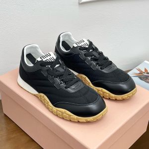Miu Miu Tyre Sneakers Women Technical Fabric And Calfskin Black