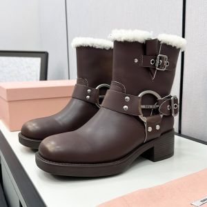Miu Miu Vintage-Look Booties Women Leather Brown