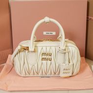 Miu Miu 5BB142 Regular Arcadie Bag In Matelasse Nappa Leather Beige