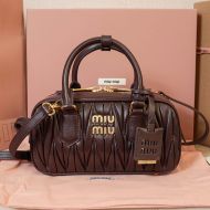 Miu Miu 5BB142 Regular Arcadie Bag In Matelasse Nappa Leather Coffee