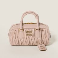 Miu Miu 5BB142 Regular Arcadie Bag In Matelasse Nappa Leather Pink