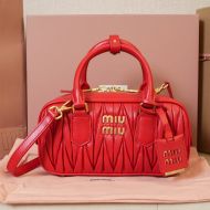 Miu Miu 5BB142 Regular Arcadie Bag In Matelasse Nappa Leather Red