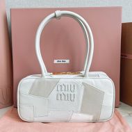 Miu Miu 5BB147 Small Beau Bag In Patchwork Leather Grey