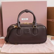 Miu Miu 5BB148 Large Arcadie Bag In Leather Coffee