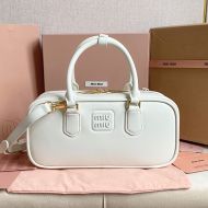 Miu Miu 5BB148 Large Arcadie Bag In Leather White