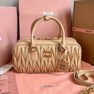 Miu Miu 5BB148 Large Arcadie Bag In Matelasse Nappa Leather Khaki