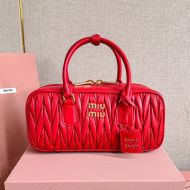 Miu Miu 5BB148 Large Arcadie Bag In Matelasse Nappa Leather Red