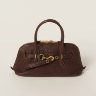 Miu Miu 5BB168 Regular Aventure Top-Handle Bag In Nappa Leather Coffee