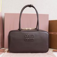 Miu Miu 5BB172 Medium Beau Top-Handle Bag In Leather Coffee