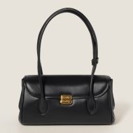 Miu Miu 5BD265 Flap Shoulder Bag In Leather Black