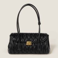 Miu Miu 5BD265 Flap Shoulder Bag In Matelasse Nappa Leather Black