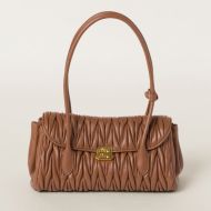 Miu Miu 5BD265 Flap Shoulder Bag In Matelasse Nappa Leather Brown