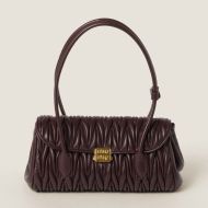 Miu Miu 5BD265 Flap Shoulder Bag In Matelasse Nappa Leather Coffee