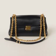 Miu Miu 5BD266 Flap Chain Shoulder Bag In Leather Black