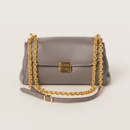 Miu Miu 5BD266 Flap Chain Shoulder Bag In Leather Grey