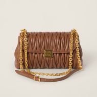 Miu Miu 5BD266 Flap Chain Shoulder Bag In Matelasse Nappa Leather Brown