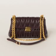 Miu Miu 5BD266 Flap Chain Shoulder Bag In Matelasse Nappa Leather Coffee