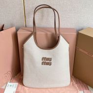 Miu Miu 5BG231 Regular Ivy Bag In Canvas White