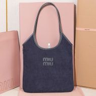 Miu Miu 5BG231 Regular Ivy Bag In Corduroy Navy Blue