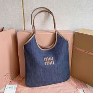 Miu Miu 5BG231 Regular Ivy Bag In Denim Navy Blue