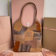 Miu Miu 5BG231 Regular Ivy Bag In Patchwork Leather Brown