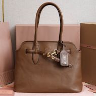 Miu Miu 5BG291 Medium Aventure Bag In Nappa Leather Brown