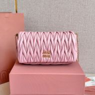 Miu Miu 5BP086 Mini Flap Chain Bag In Matelasse Nappa Leather Pink