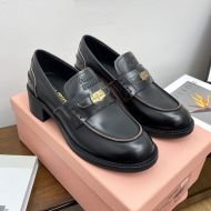 Miu Miu 5D276E Loafers Women Brushed Leather Black/Brown