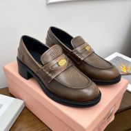 Miu Miu 5D276E Loafers Women Brushed Leather Brown