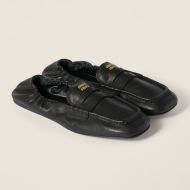 Miu Miu 5D341E Ruches Loafers Women Nappa Leather Black