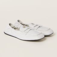 Miu Miu 5D341E Ruches Loafers Women Nappa Leather White