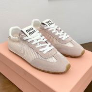 Miu Miu 5E114E Plume Sneakers Women Mesh And Suede Grey