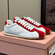 Miu Miu 5E114E Plume Sneakers Women Nappa Leather And Suede White/Red