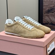 Miu Miu 5E114E Plume Sneakers Women Suede Khaki