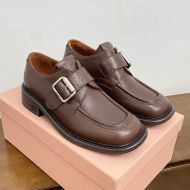 Miu Miu 5E320E Shoes With Buckle Women Leather Brown