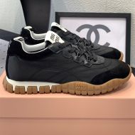 Miu Miu 5E417E Tyre Sneakers Women Technical Fabric And Suede Black