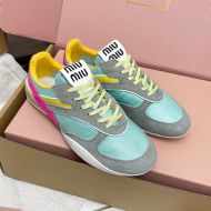 Miu Miu 5E428E Gymnasium Sneakers Unisex Technical Fabric And Suede Green
