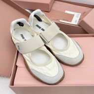 Miu Miu 5F416E Tyre Ballerinas Women Technical Fabric And Suede Beige